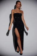 Embellished Bandeau Cowl Neck Maxi