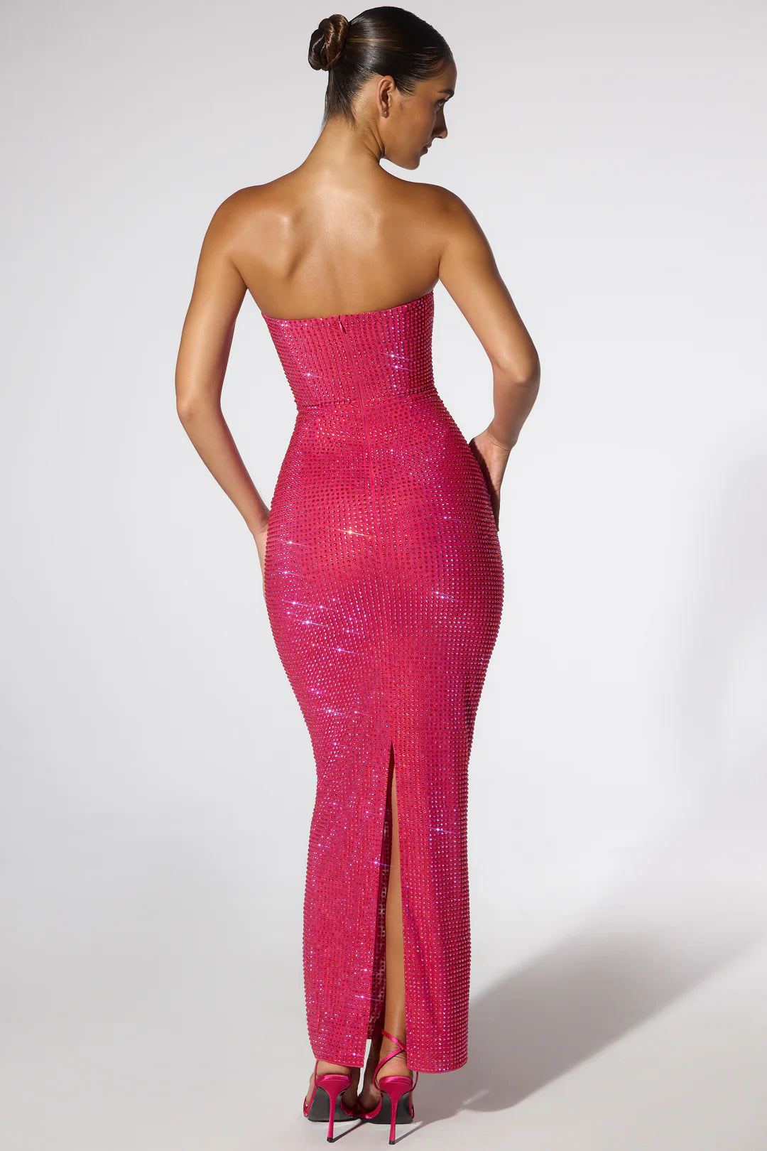 Crystal-Embellished Evening Gown