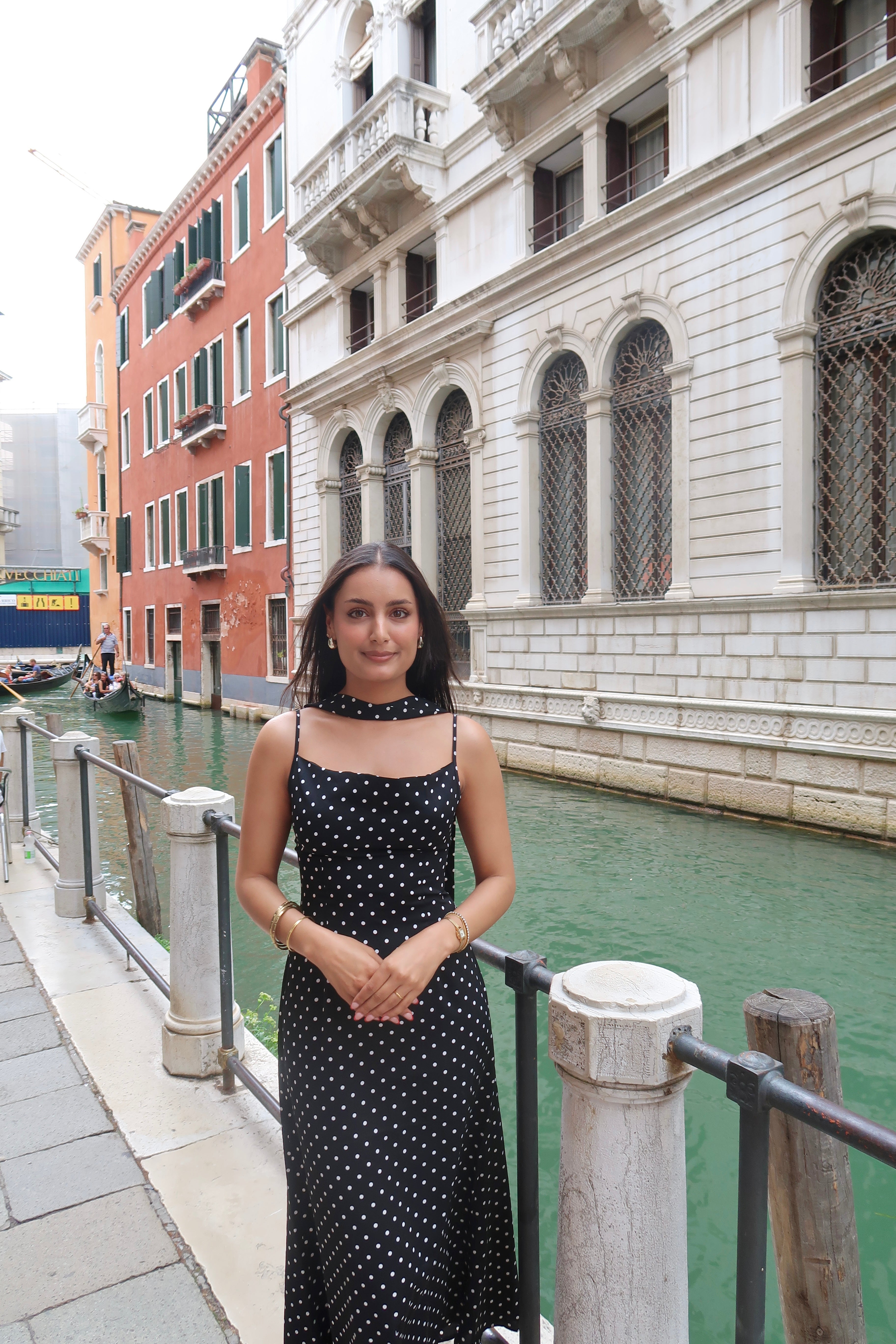 Black Polka Dot Cowl Neck Slip Maxi Dress