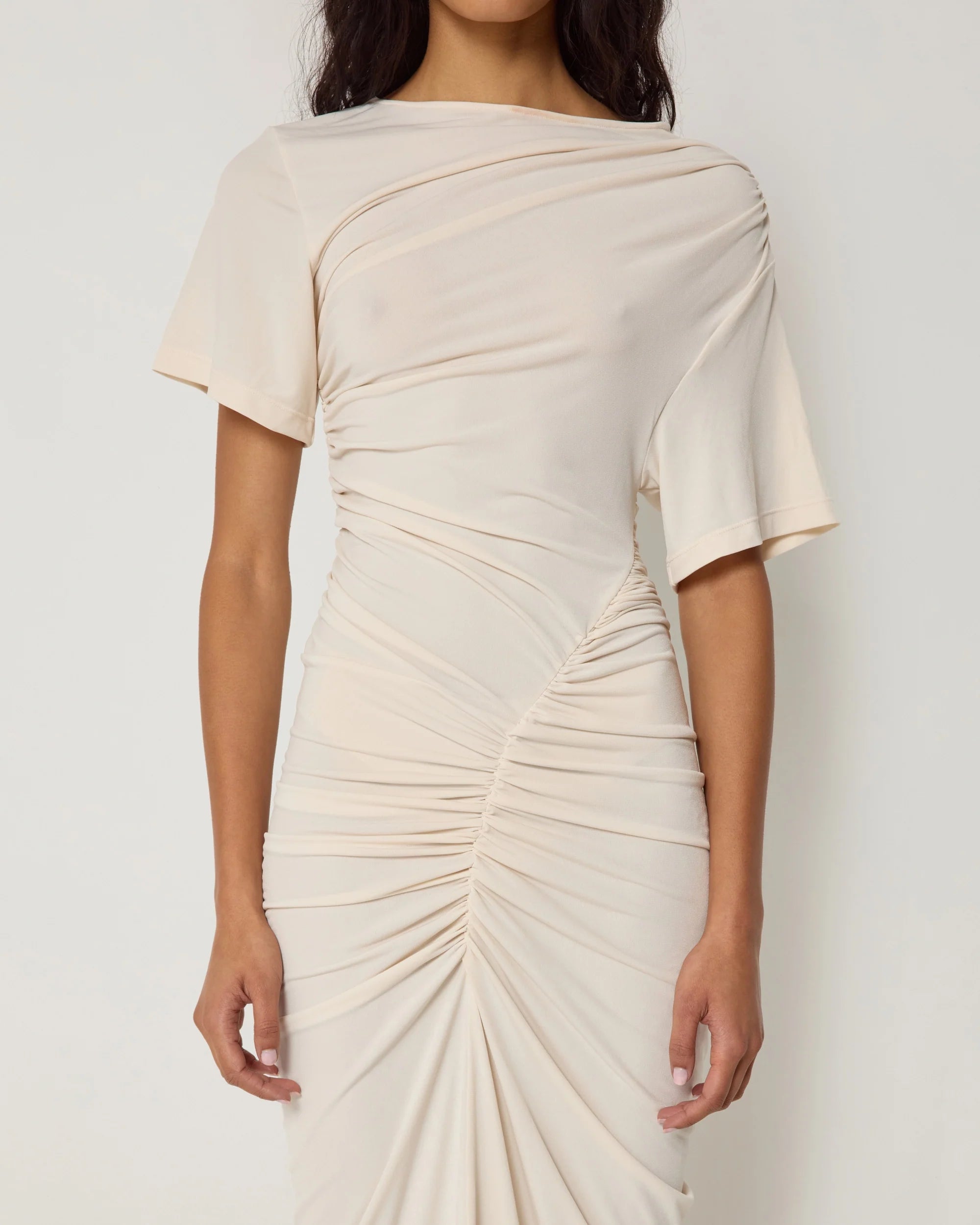 khy asymmetrical ruched dress Khy Asymmetrical Ruched Dress by Khy
